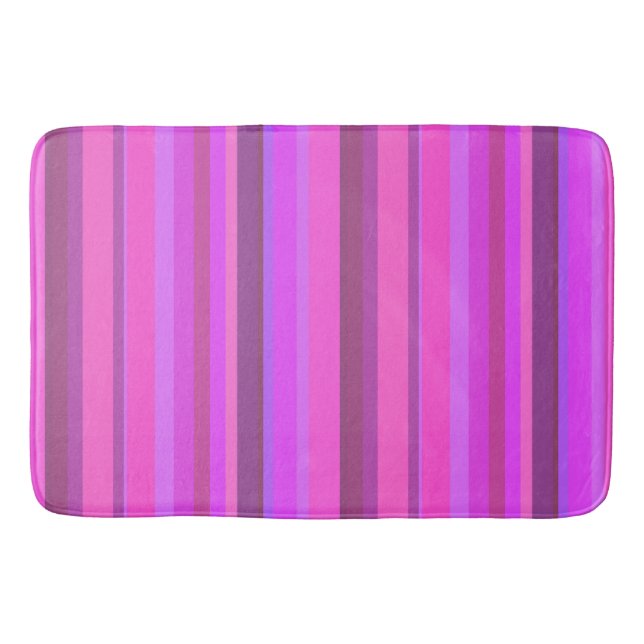 Pink vertical stripes bath mat (Front)