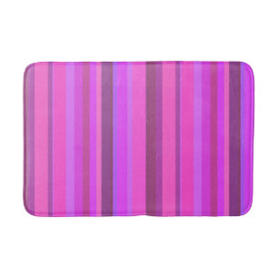 Pink vertical stripes bathroom mat