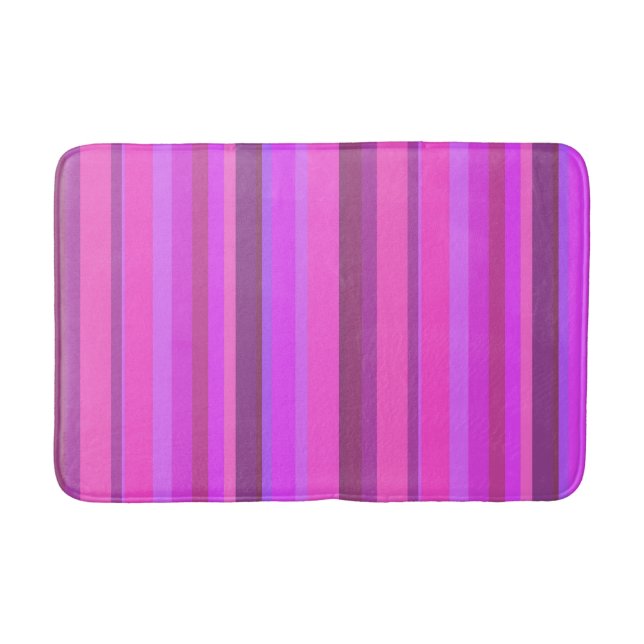 Pink vertical stripes bathroom mat (Front)