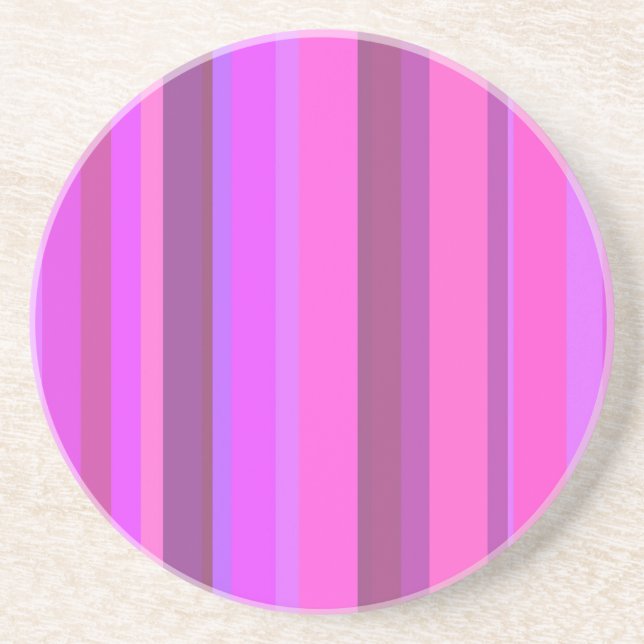 Pink vertical stripes drink coaster (Front)
