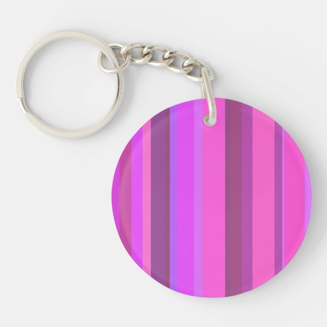 Pink vertical stripes keychain (Front)