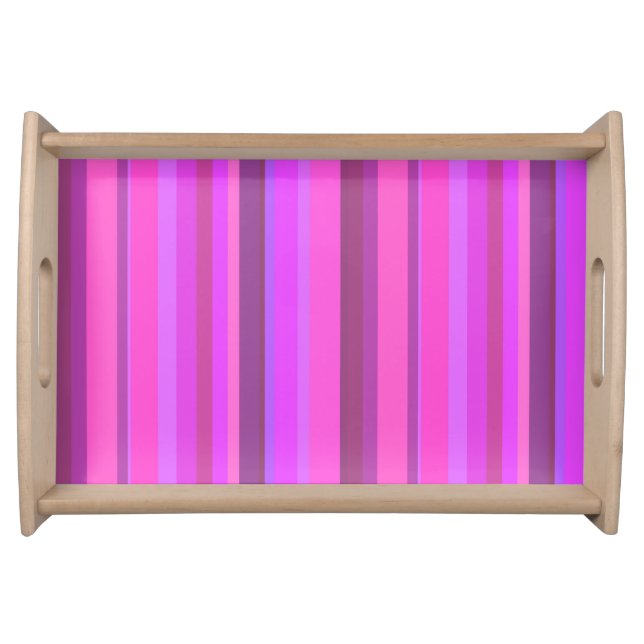 Pink vertical stripes serving tray (Front)