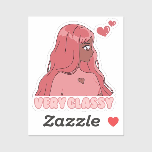 Pink Very Classy Anime Black Girl Sticker (Sheet)