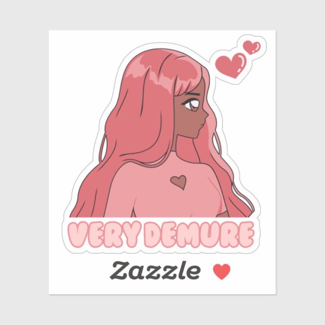 Pink Very Demure Cute Anime Black Girl  Sticker (Sheet)