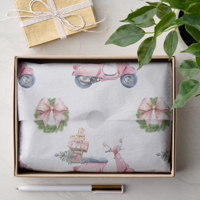 Pink Vespa Christmas Shopping Tissue Paper (Gift)