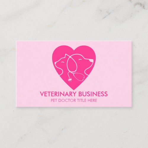 Pink Veterinary Paw Pet Doctor Animal Business Card