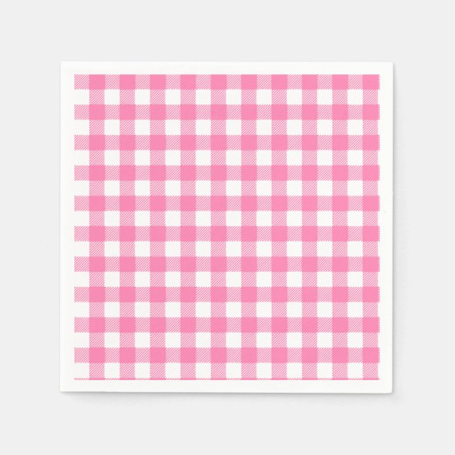 Pink Vichy Plaid Paper Napkins (Front)