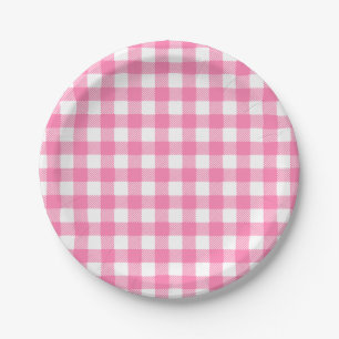 Pink Vichy Plaid Paper Plates