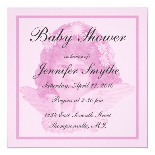 Pink Victorian Angel Baby Shower Invitation