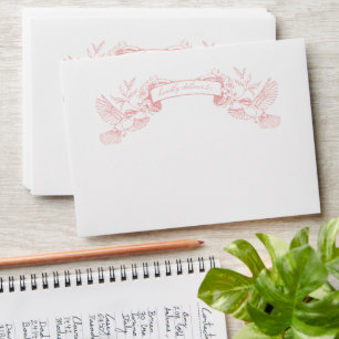 Pink Victorian Birds Pre-Addressed Wedding Invite Envelope