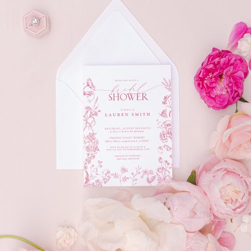 Pink Victorian Floral Elegant Bridal Shower Invitation