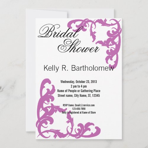 Pink Victorian Flourish Filigree Bridal Shower Card