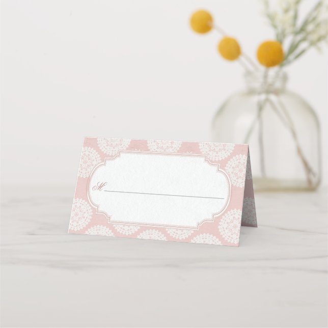 Pink Victorian High Tea Party Blank Place Card (Front)