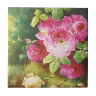Pink Victorian Rose Ceramic Tile