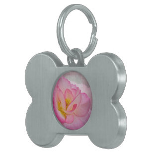 Pink Victorian Rose Pet ID Tag