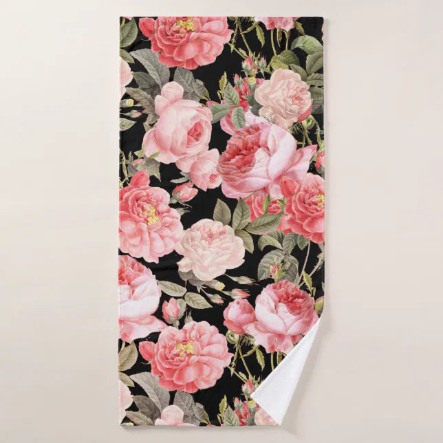 Vintage Rose Bath Towel, Victorian Roses Bath towel, Shabby chic, Dark Academia main image 1