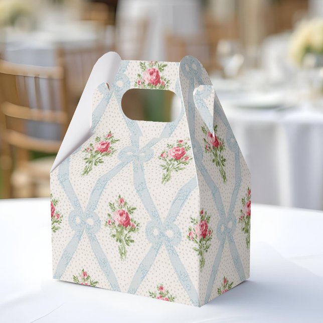 Pink Victorian Roses w/Blue Ribbon Lattice Favor Boxes (Creator Uploaded)