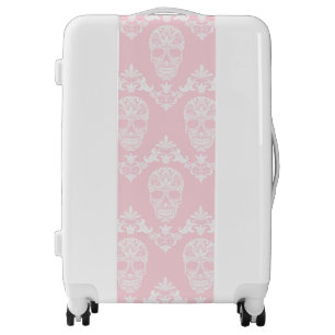 pink victorian skulls luggage