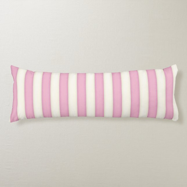 Pink Victorian Stripes Cottage Style Body Pillow (Front)
