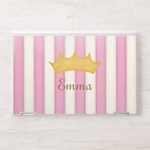 Pink Victorian Stripes Crowned Monogram Princess HP Laptop Skin