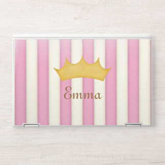 Pink Victorian Stripes Crowned Monogram Princess HP Laptop Skin