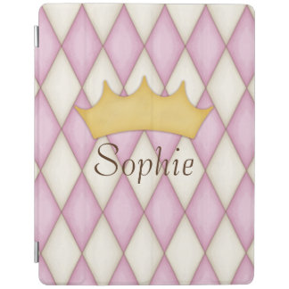Pink Victorian Stripes Crowned Monogram Princess iPad Smart Cover