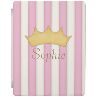 Pink Victorian Stripes Crowned Monogram Princess iPad Smart Cover
