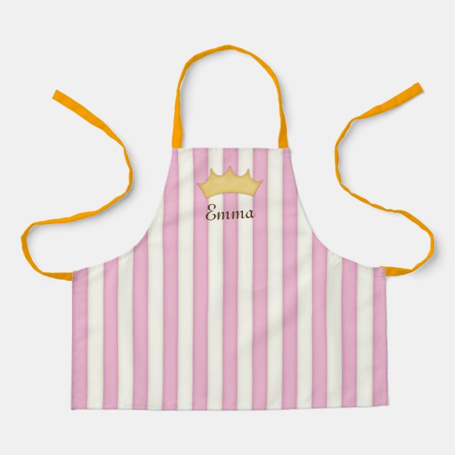 Pink Victorian Stripes Personalized Name Princess Apron (Front)