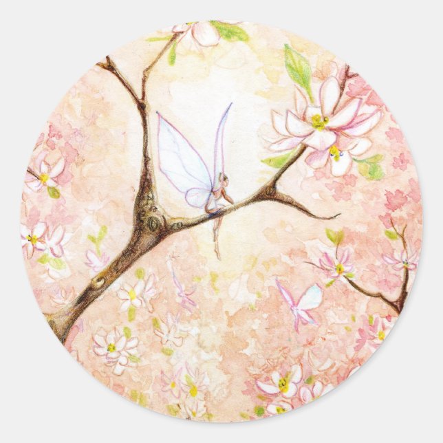 Pink View Blossom Classic Round Sticker (Front)