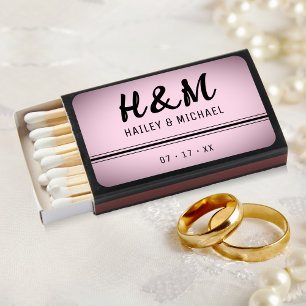 Pink Vignette Wedding Favor Matchboxes