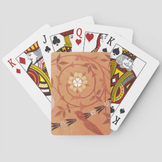 Pink Vine and Vase Textile Poker Cards