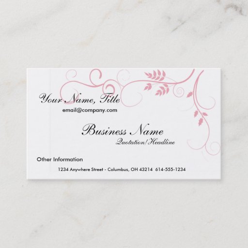 Customizable Pink Vine Business Cards