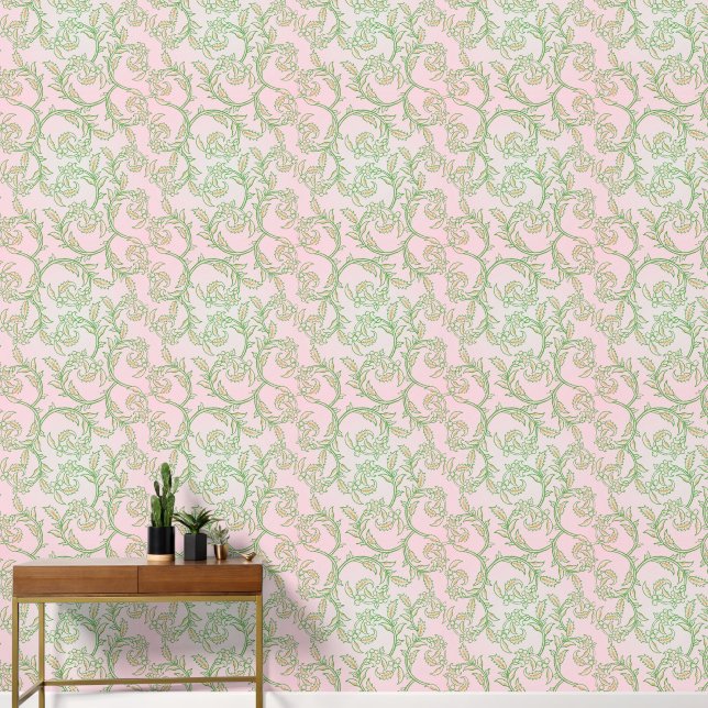 Pink Vine Floral Wallpaper (Hallway)