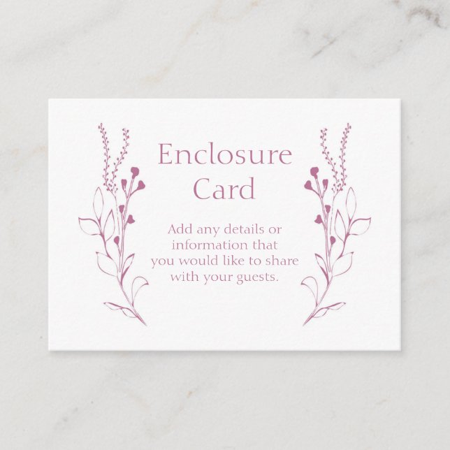 Pink Vines & Flowers Enclosure Card (Front)