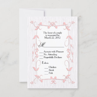 Pink Vines on Wood RSVP with Menu Choice