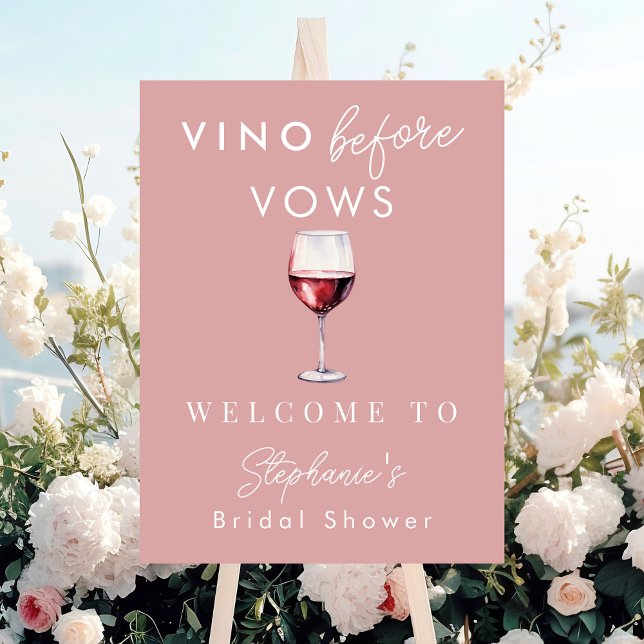 Pink Vino Before Vows Bridal Shower Welcome Sign (Creator Uploaded)