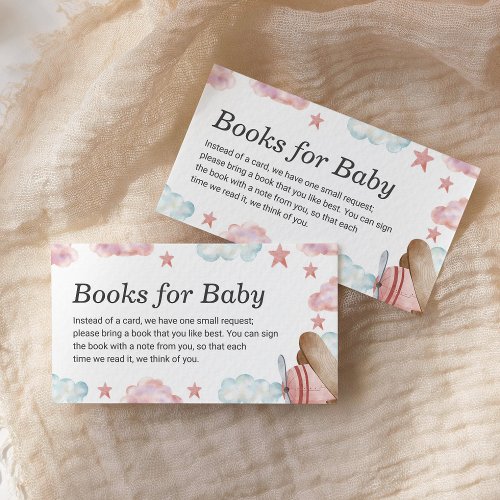 Pink Vintage Airplane Books for Baby Baby Shower Enclosure Card