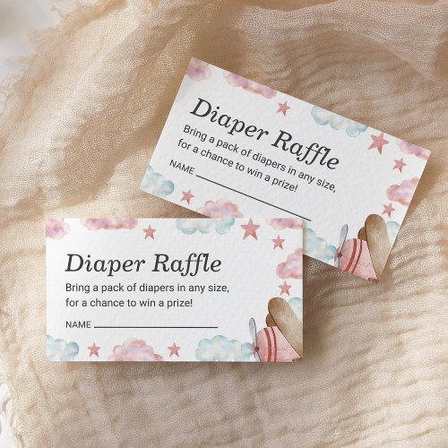 Pink Vintage Airplane Diaper Raffle Baby Shower Enclosure Card