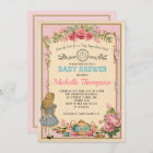 Pink Vintage Alice in Wonderland Tea Party Invite
