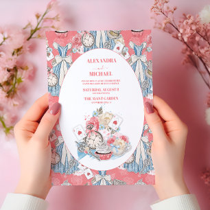 Pink Vintage Alice in Wonderland Wedding Invitation