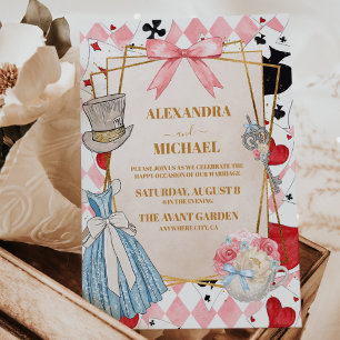 Pink Vintage Alice in Wonderland Wedding Invitation
