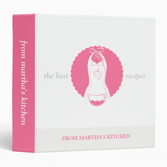 Pink Vintage Apron Recipe Binder (Front/Spine)