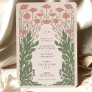 Pink Vintage Art Nouveau Floral Wedding Invitation