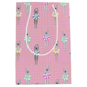 Pink Vintage Artistic Swimmers Pool Medium Gift Bag