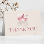 Pink Vintage Baby Carriage Baby Shower Thank You Card<br><div class="desc">This is a Pink Vintage Baby Carriage Baby Shower Thank You Card!</div>