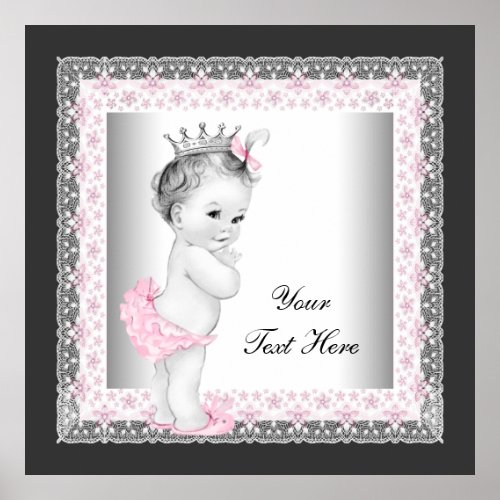 Pink Vintage Baby Girl Princess Poster