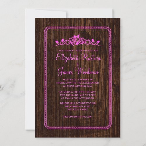 Pink Vintage Barn Wood Wedding Invitations