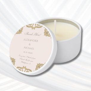 Pink Vintage Baroque Christian Wedding Thank You Mini Candle Favors