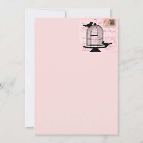 Pink Vintage Bird Custom Invitation