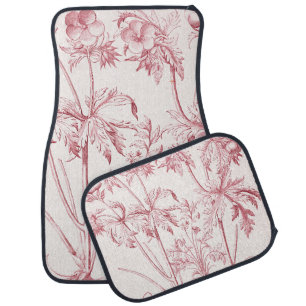 Pink Vintage Botanical Art Car Floor Mat
